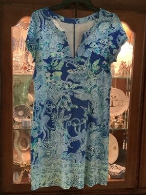 Lilly Pulitzer 🌴Sophiletta Blue Current Sea Sirens UPF Dress EUC Medium